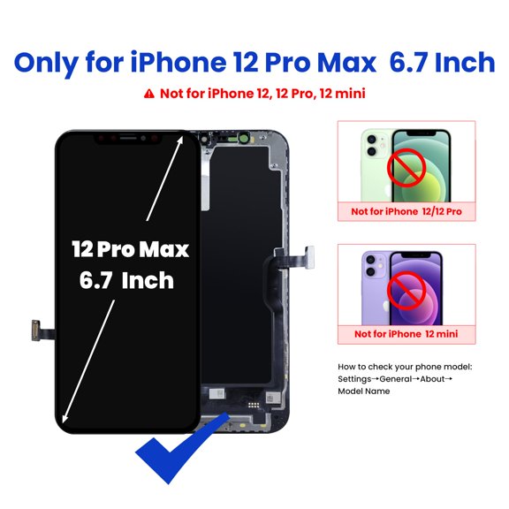 For iPhone 12 Pro Max Screen Replacement, 6.7-inch 3D Touch LCD Display