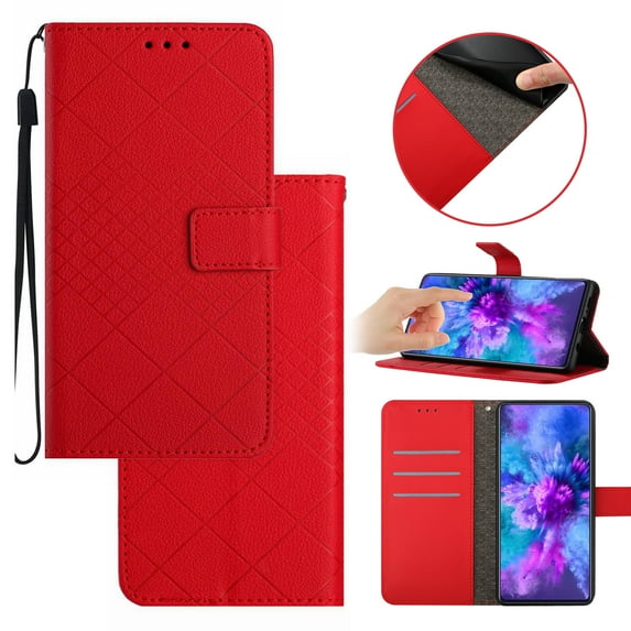 For iPhone 12 Pro Max Wallet Case with RFID Blocking Card Slots Holder Premium PU Leather Magnetic Kickstand Shockproof Wrist Strap Removable Flip Protective Cover For iPhone 12 Pro Max, Red