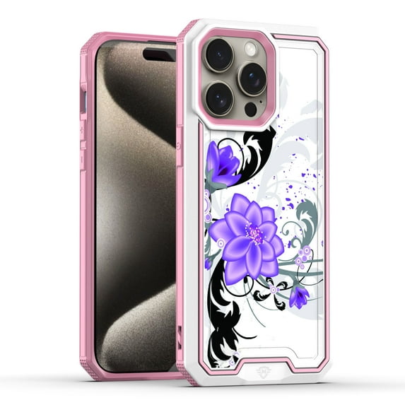 For iPhone 12 & iPhone 12 Pro METKASE Premium RANK Design Fused Hybrid in Slide-Out Package - Purple Lily