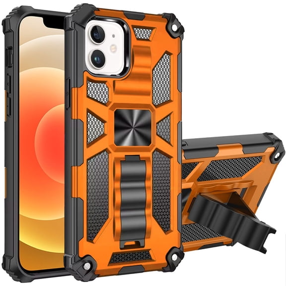 For iPhone 12 & iPhone 12 Pro Machine Design Hybrid with Kickstand - Cosmic Orange
