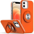 thumbnail image 1 of For iPhone 12 & iPhone 12 Pro Metal CD Pattern Matte Finished Hybrid with Rotational Ring [Car Mount Friendly] Case - Cosmic Orange, 1 of 3