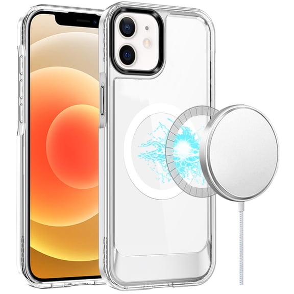 For iPhone 12 & iPhone 12 Pro Thick Transparent HQ [Magnetic Circle] Case - Clear