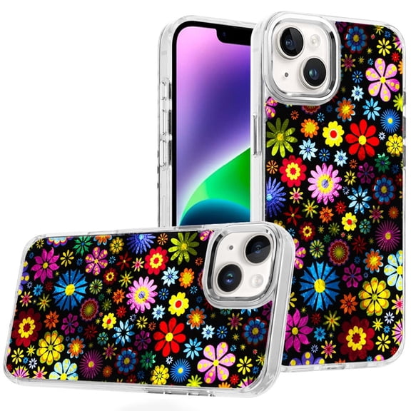For iPhone 13/14 Beautiful Epoxy Designs With Chrome Metallic Edges Hybrid - 2