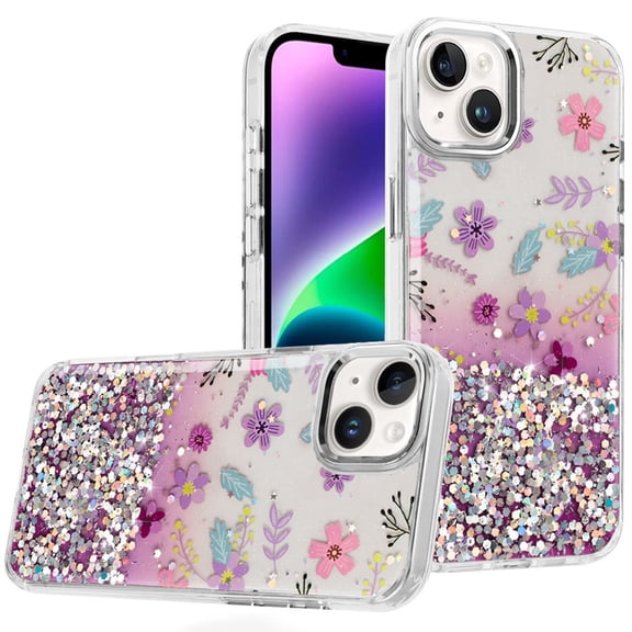 For iPhone 13/14 Beautiful Epoxy Designs With Chrome Metallic Edges Hybrid - 6