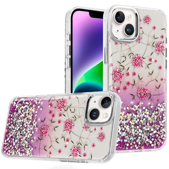 For iPhone 13/14 Beautiful Epoxy Designs With Chrome Metallic Edges Hybrid - 8