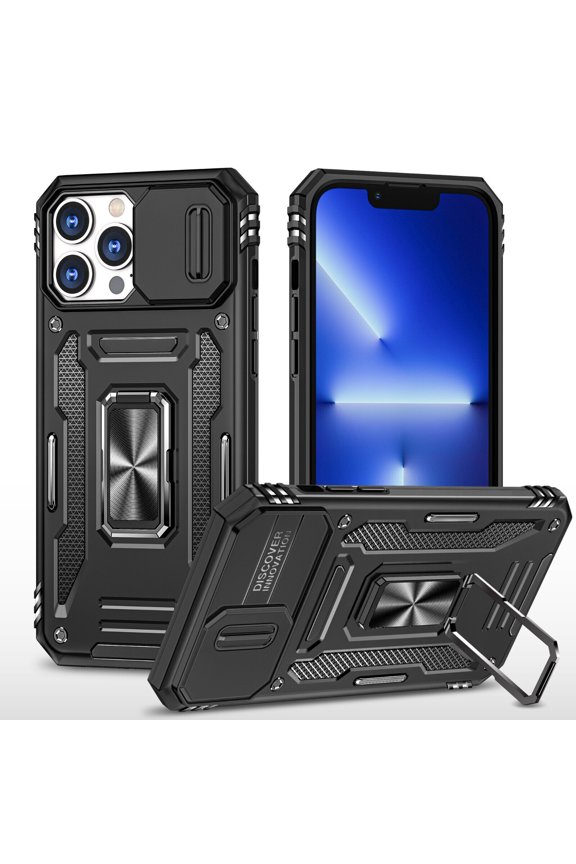 For iPhone 13 iPhone 14 Case iPhone 14 Pro iPhone 14 Plus iPhone 14 Pro Max Case Built in Camera Cover & Kickstand Built in 360°Rotate Ring Stand Magnetic Magnet Protective Case - iPhone 14 Plus,Black