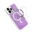 thumbnail image 1 of For iPhone 13/14 Epoxy Glitter [Magnetic Circle] ShockProof Hybrid 2.5mm Thick - Hot Pink, 1 of 4
