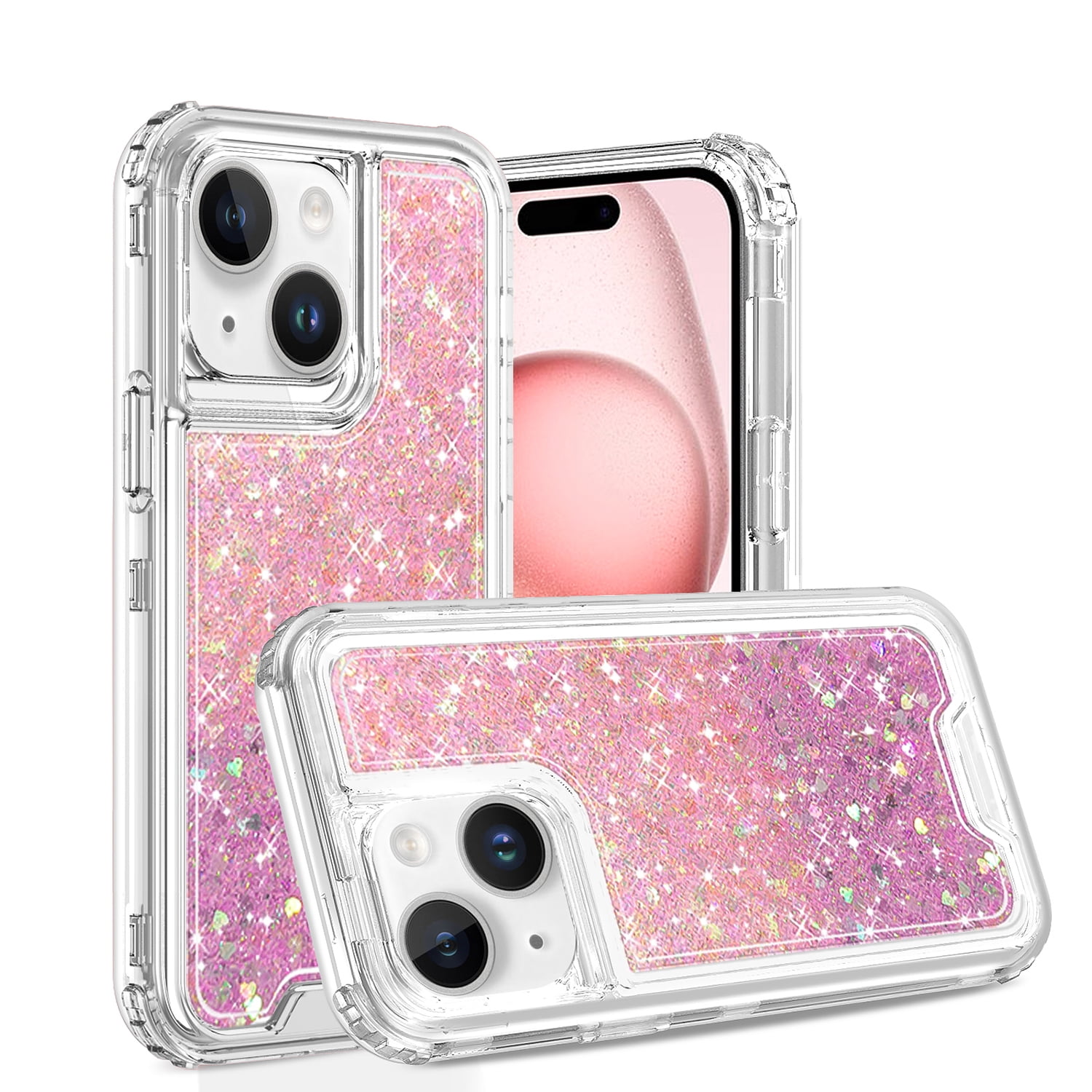 For iPhone 13/14 Epoxy Sticker Glitter 3in1 Shockproof