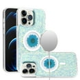 thumbnail image 1 of For iPhone 13/14 Magnetic Ring Circle Real Flower Epoxy Glitter Hybrid Case Cover - Light Blue, 1 of 4