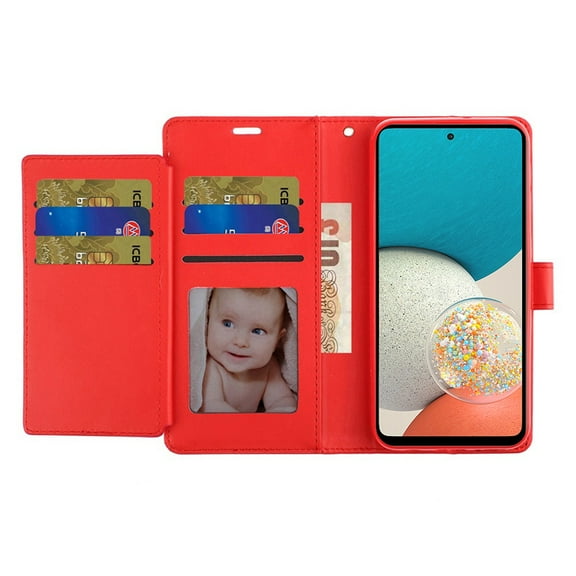 For iPhone 13/14 Wallet ID Card Holder Case Cover - Hot Pink