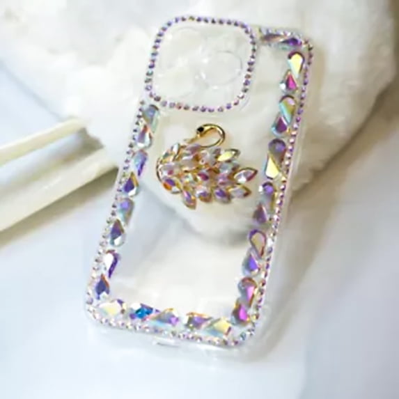 For iPhone 13-15 Handmade Crystal Clear Jeweled Phone Case Shockproof Cover Gift