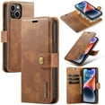 thumbnail image 1 of For iPhone 13 DG.MING Crazy Horse Texture Detachable Magnetic Leather Phone Case,Brown,For iPhone 13, 1 of 9