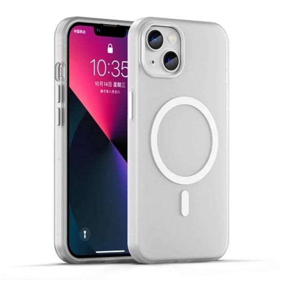 For iPhone 13 MagSafe Frosted Translucent TPU + PC Full Coverage Phone Case,White,For iPhone 13