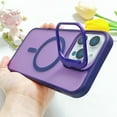 thumbnail image 1 of For iPhone 13 Mini Magnetic Case, Compatible with Magsafe Translucent Slim Fit Camera Kickstand Anti-Scratch Drop Protection Hard PC Back Cover for Apple iPhone 13 Mini, Darkpurple, 1 of 1