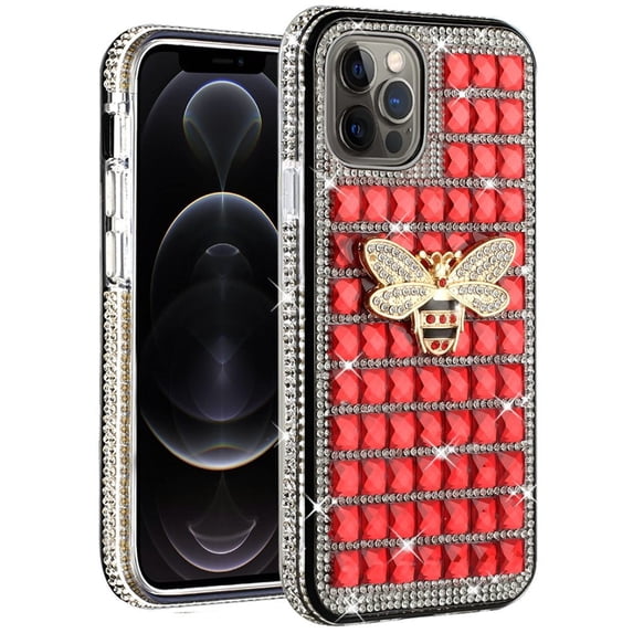 For iPhone 13 PRO Case Faux Diamond Studded Full Bling Fashion Phone Cover