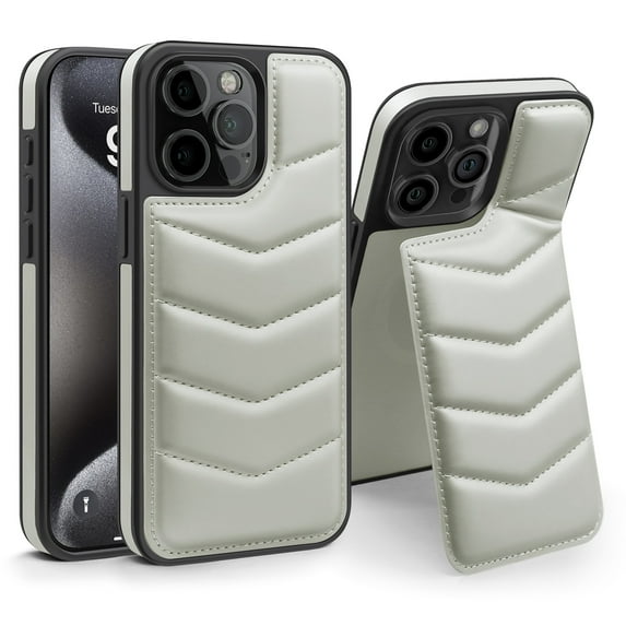 For iPhone 13 Pro Case Wallet with Credit Card Holder, RFID Blocking Card Slot,Premium PU Leather Magnetic Clasp Kickstand Heavy Duty Shockproof Rugged Protective Cover Case,Gray