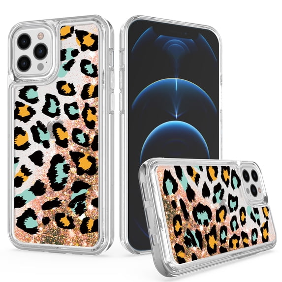 For iPhone 13 Pro Design Water Quicksand Glitter Case Cover - Animal E