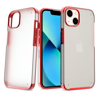 For iPhone 13 Pro High Quality Sleek Bumper Transparent Shockproof Hybrid Case Cover - Red