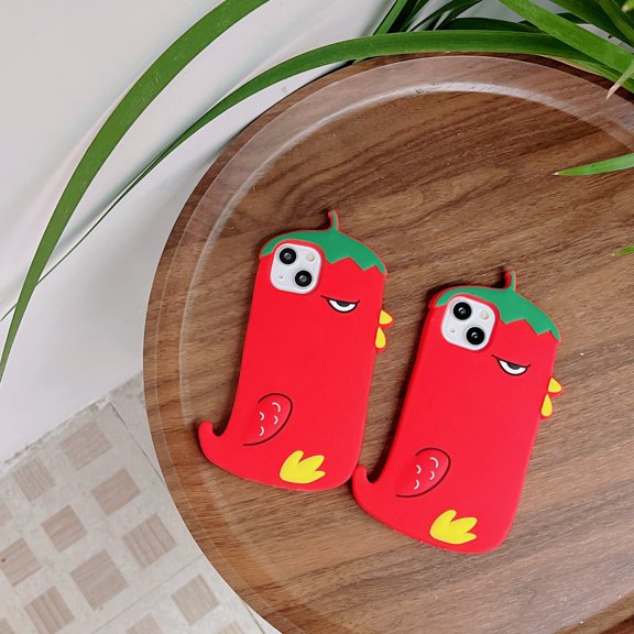 For iPhone 13 Pro Max/13 Pro/13 Phone case,Shockproof Cute 3D Red Pepper Soft TPU Case Cover