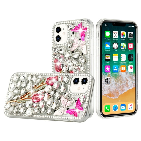 For iPhone 13 Pro Max Case Full Diamond Bling with Ornaments Hard Phone Cover
