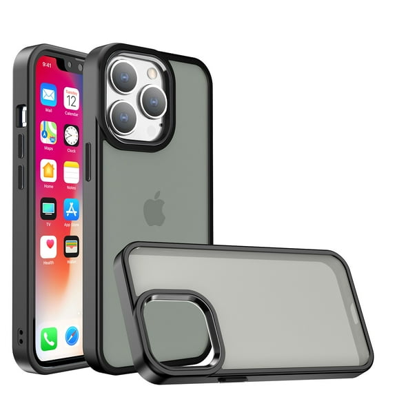For iPhone 13 Pro Max Case Rubberized Thick Acrylic Hybrid Cover w/ Metal Button