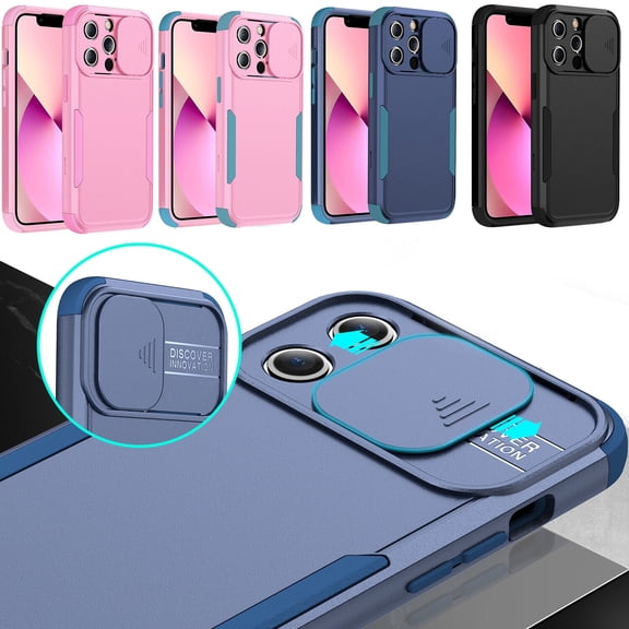 For iPhone 13 Pro Max Cover with Slide Camera Lens Shockproof Luxury Heavy Duty Rugged PC Case