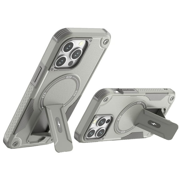 For iPhone 13 Pro Max Sturdy Bracket Kickstand Magnetic Hybrid - Grey