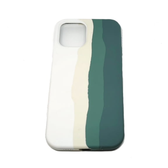 For iPhone 13 Pro Rainbow Teal Green Liquid Silicone Cover Case