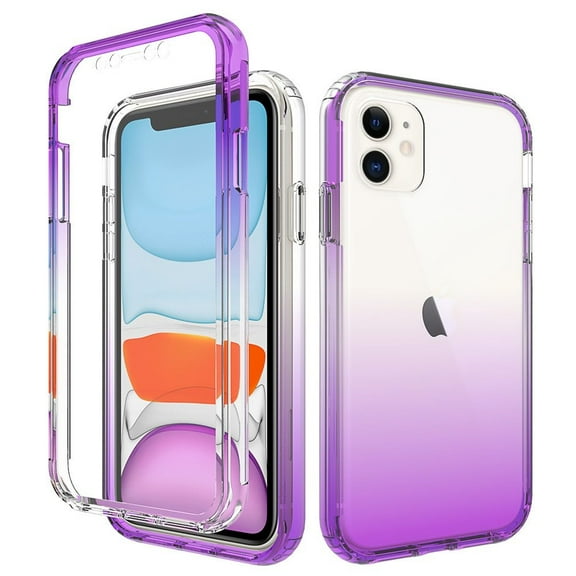For iPhone 13 Pro Two Tone Transparent Shockproof Case Cover - Purple