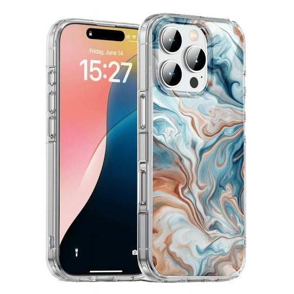 HZSY.Protective cell Phone Case for iPhone 13 - Printed Colorful blue pattern