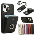 thumbnail image 1 of For iPhone 13 Wallet Case, Multiple Cards Holder Crossbody Shoulder Strap Ring Holder Kickstand Premium PU Leather Shockproof Lightweight Phone Case for Apple iPhone 13, Black, 1 of 10