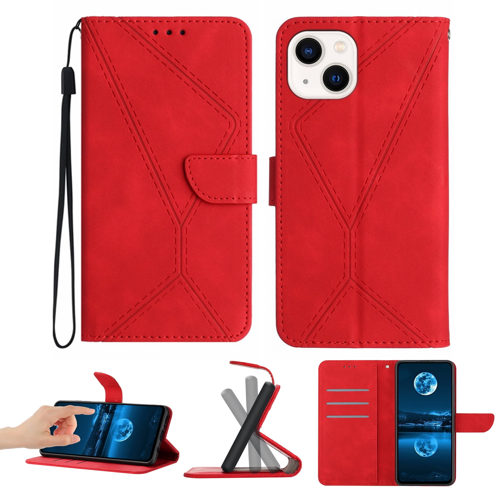For iPhone 13 Wallet Case with [RFID Blocking] Leather Flip Folio ...