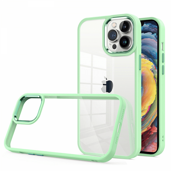 For iPhone 13 pro max case, full body case, shockproof case, metal camera frame, shockproof phone case (matcha green)