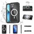thumbnail image 1 of For iPhone 14 6.1 inch Waterproof Shockproof Clear Magsafe Rugged Case Hard PC+TPU with Wireless Charging Len Protection Lanyard Case for iPhone 14,Black, 1 of 11