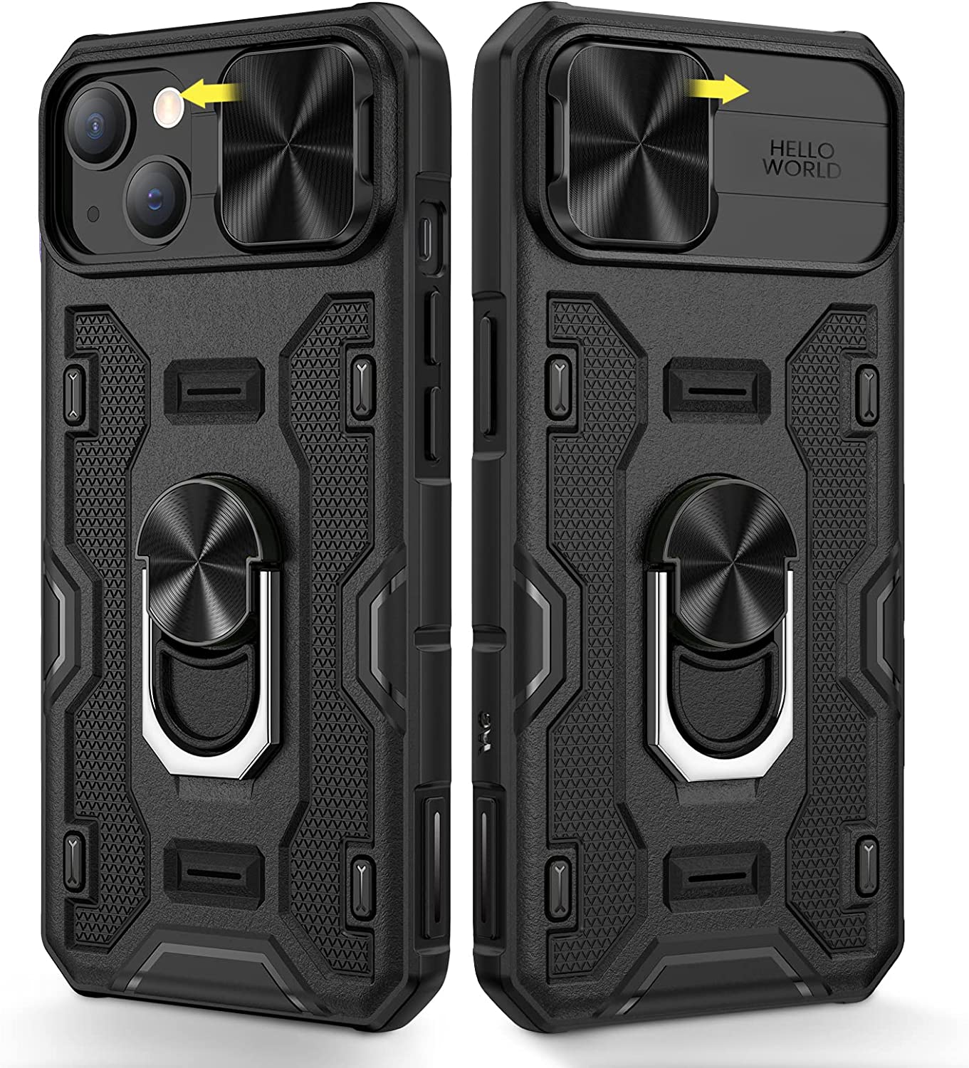For iPhone 14 Case, iPhone 13 Case with Camera Cover & Kickstand with