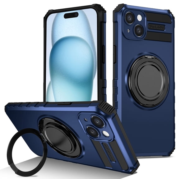 For iPhone 14 Case, iPhone 14 Case with Invisible Stand, Military Grade Protective Cases with Ring[Adjustable & Foldable] ,Magnetic for iPhone 14 case,Shockproof,Royalblue