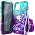 thumbnail image 1 of For iPhone 14 Case Glitter, Sparkly Soft TPU Bumper for Women Girls Transparent Protective Phone Case, Green&Purple, 1 of 6