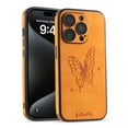 thumbnail image 1 of For iPhone 14 Case Plain Butterfly Pattern  with Camera Lens Protection Shockproof Soft Protective Synthetic Leather Slim Phone Case Cover for iPhone 14 Case 6.1 Inch, Orange, 1 of 10