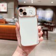 thumbnail image 1 of For iPhone 14 Case,for Women Girls Soft Cute Wave Frame Curly Shape Love Heart Luxury Plating Phone Case,Luxury Slim Plating EdgeCase,Anti-slip Grip,Full camera lens protection,White, 1 of 11