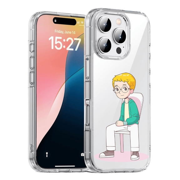 HZSY. Protective Gel Phone Case for iPhone 14 - Printed Man on chair