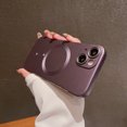 thumbnail image 1 of For iPhone 14 Matte Case, Allytech Ultra Thin Stylish Frameless Magnetic Cover [Support Wireless Charging] Compatible with MagSafe Camera Lens Protector Hard Protective Shell, Darkpurple, 1 of 9