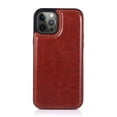 thumbnail image 1 of For iPhone 14 PLUS Luxury Side Magnetic Button Card ID Holder PU Leather Case Cover - Brown, 1 of 7