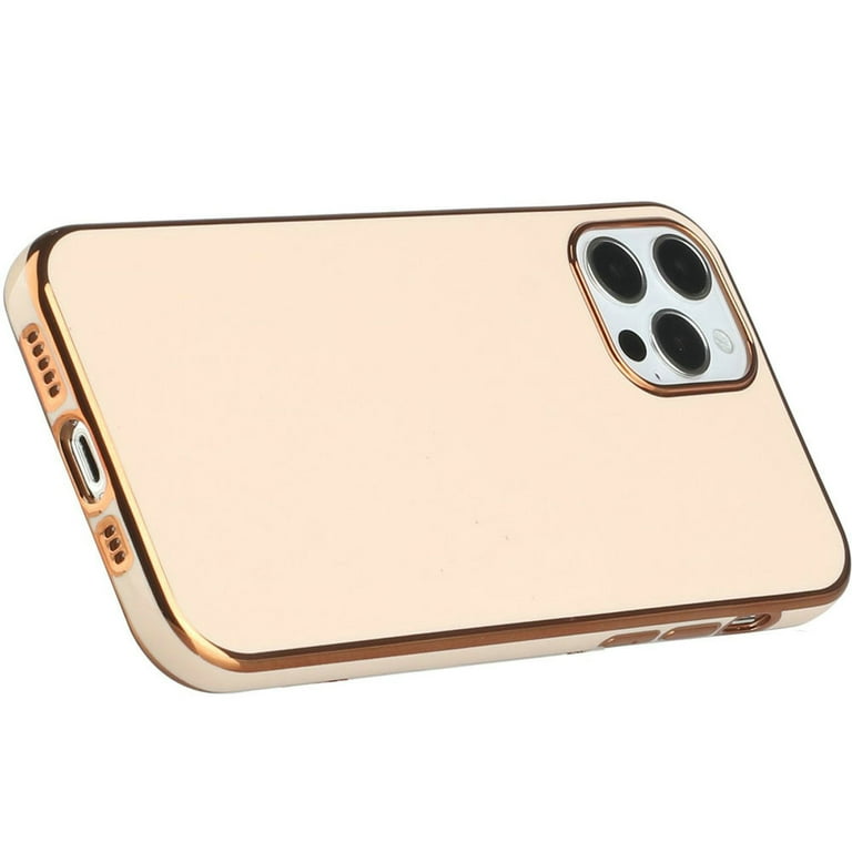 For iPhone 14 PRO Case Electroplated Chrome Border Wrap