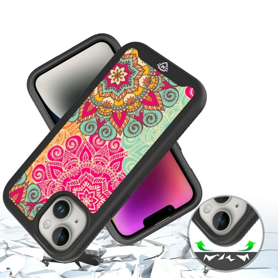 For iPhone 14 PRO MAX 6.7" METKASE Premium Exotic Design Hybrid Case in Slide-Out Package - Mandala