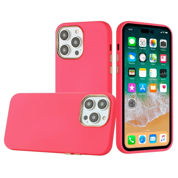 For iPhone 14 PRO MAX Case Soft Premium Phone Cover with Chromed buttons