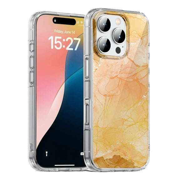 HZSY.Protective cell Phone Case for iPhone 14 - Printed Yellow marble