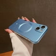 thumbnail image 1 of For iPhone 14 Plus Matte Case, Allytech Ultra Thin Stylish Frameless Magnetic Cover [Support Wireless Charging] Compatible with MagSafe Camera Lens Protector Hard Protective Shell, Blue, 1 of 9