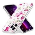 thumbnail image 1 of For iPhone 14 Pro (6.1") Beautiful Laser Clear Bling Glitter Design Pattern Hybrid Gummy Hard PC and TPU Cover ,Xpm Phone Case [ Hot Pink Floral ], 1 of 8
