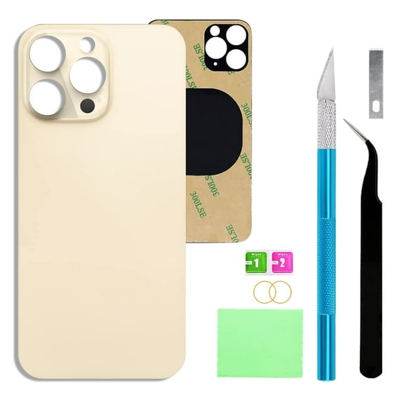 For iPhone 14 Pro 6.1-inch Original Replacement Rear Glass with Repair Kit and Instructions (Gold)