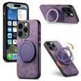 thumbnail image 1 of For iPhone 14 Pro Case Retro Leather Circular Rotating Stand Shockproof Phone Case,Purple,For iPhone 14 Pro, 1 of 7